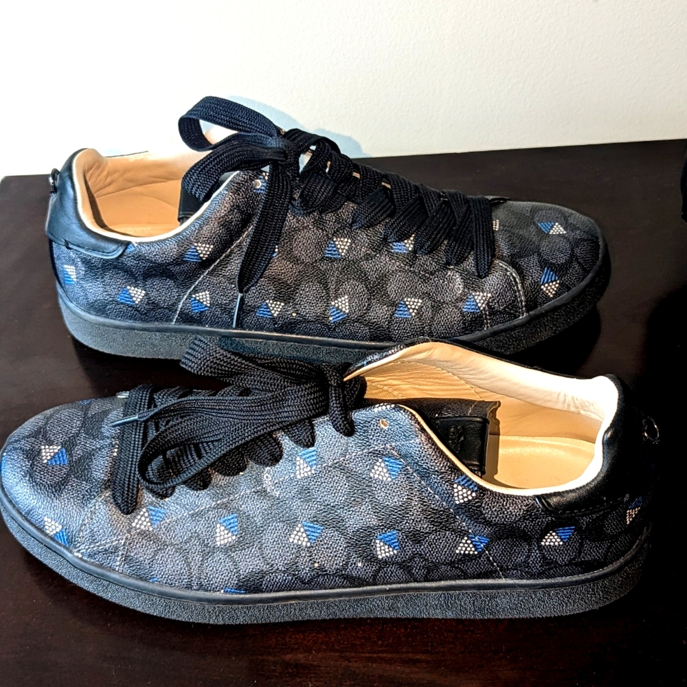 Men's Coach C101 Size 13 Leather Signature Sneaker with Dot Diamond Motif